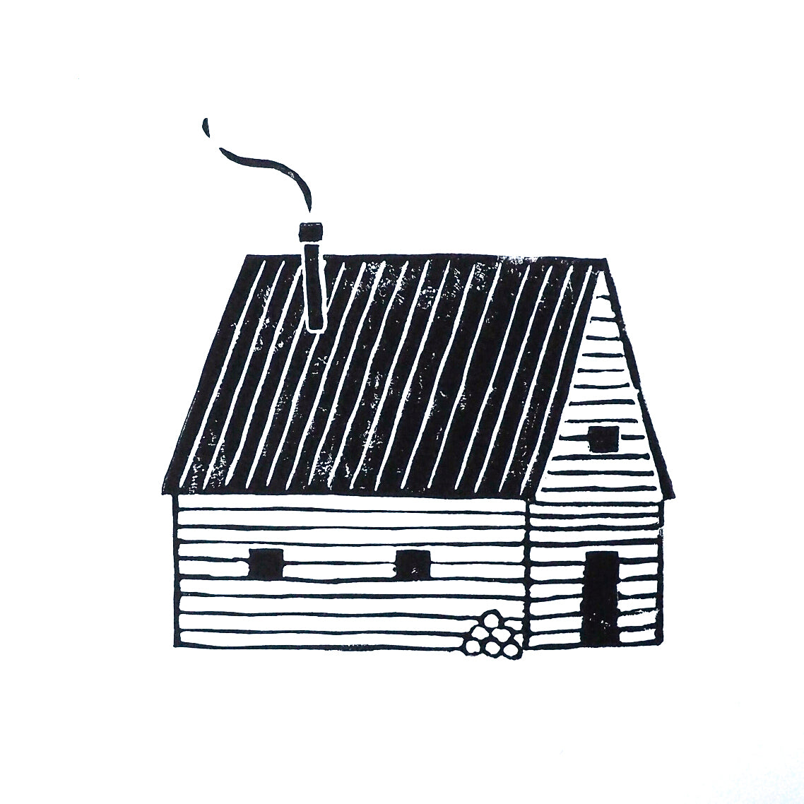Log Cabin 9x12 Lino Print