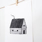 Log Cabin 9x12 Lino Print