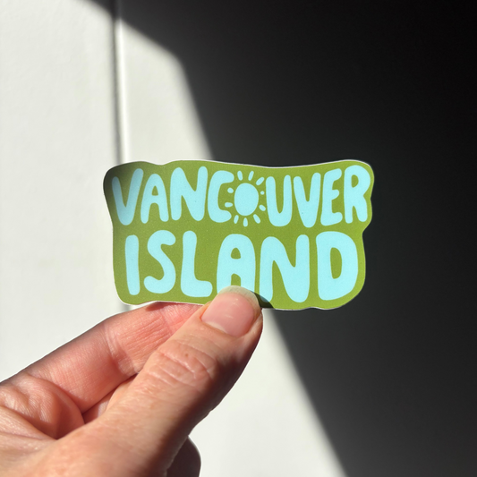 Vancouver Island Text Sticker (Blue/Green)