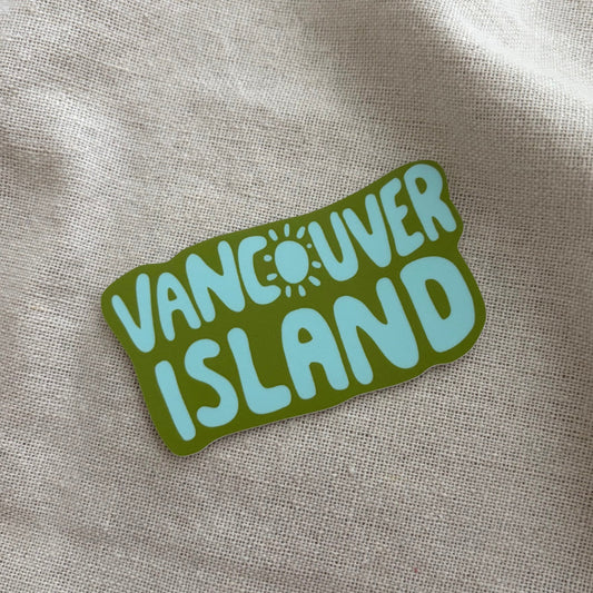 Vancouver Island Text Sticker (Blue/Green)