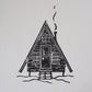 A Frame Cabin 8x10 Lino Print