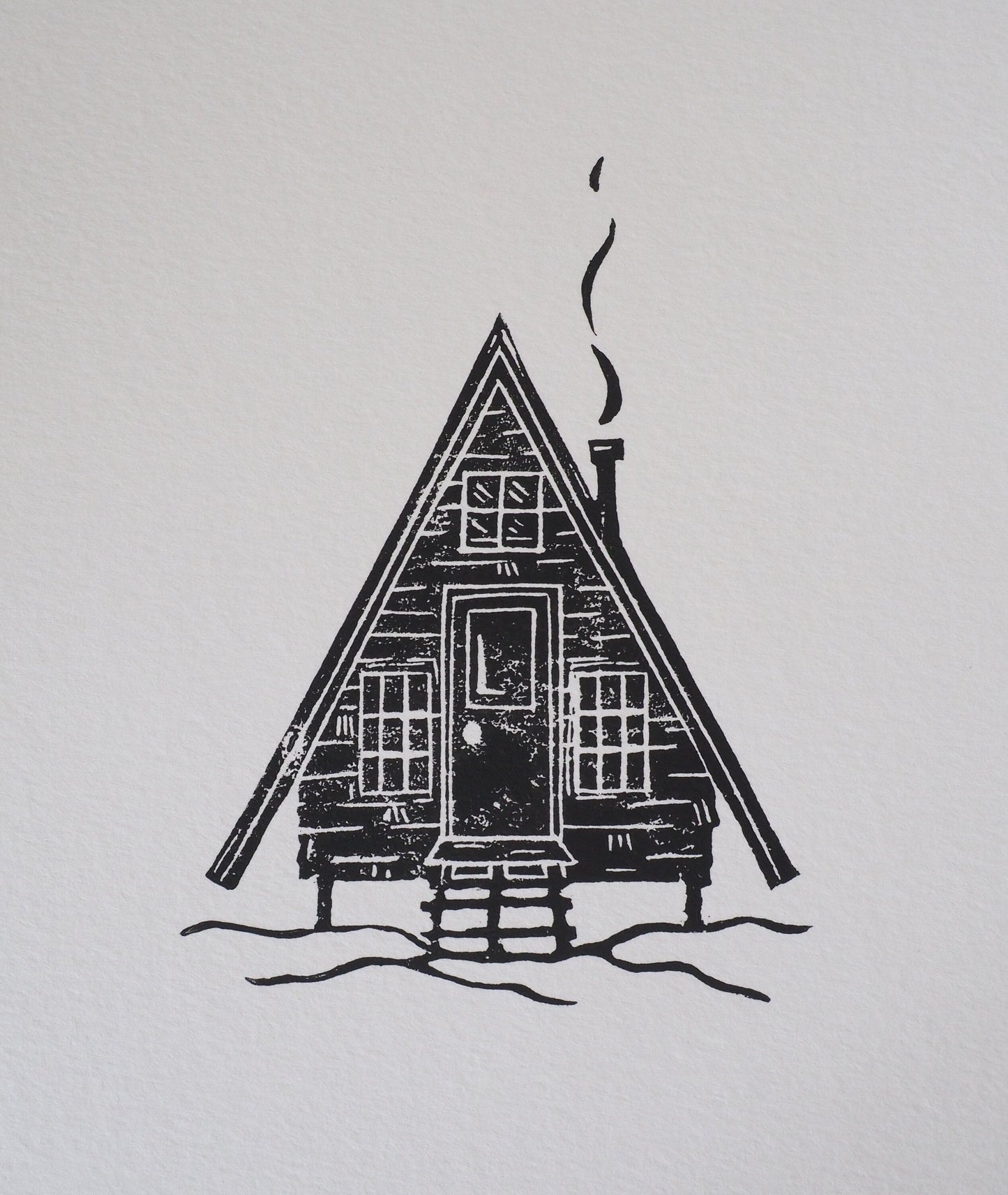 A Frame Cabin 8x10 Lino Print