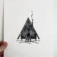 A Frame Cabin 8x10 Lino Print