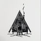 A Frame Cabin 8x10 Lino Print