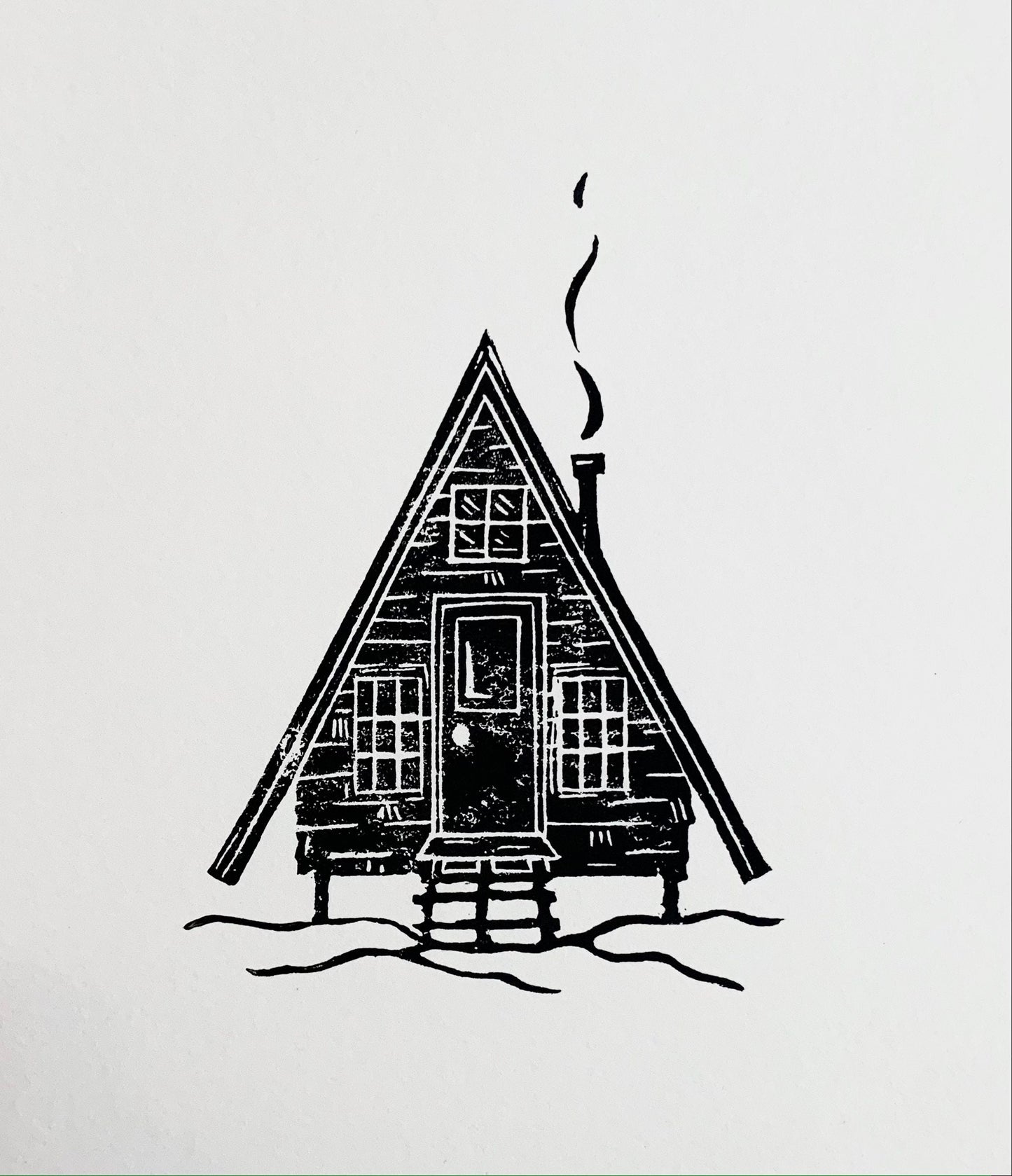 A Frame Cabin 8x10 Lino Print